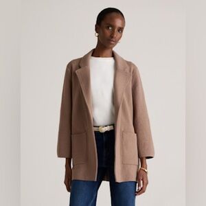 Quince Organic Cotton Knit Blazer in cafe au lait